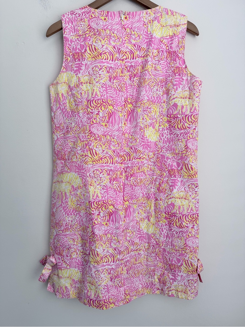 Lilly Pulitzer Vintage 1990's Lion & Tiger Pink Yellow Print White Label Dress - Picture 2 of 6